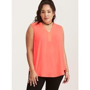 Torrid Women's Harper Georgette Sleeveless Pullover Blouse Neon Fiesta Size 3X